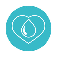 Sticker - water drop love care nature liquid blue block style icon