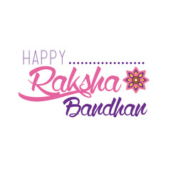 Sticker - happy raksha bandhan celebration with lettering flat style