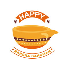 Sticker - happy raksha bandhan celebration with ceramic jar flat style