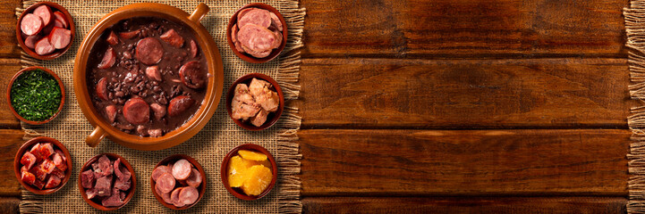 Wall Mural - Brazilian Feijoada Food. Top view