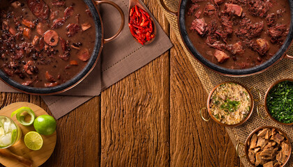 Wall Mural - Brazilian Feijoada Food. Top view.