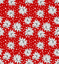 Seamless Flower Pattern, Floral Print, Polka Dot Background. 