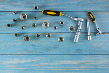 Wall Mural - Auto mechanic tool kit has prepared tools hexagon wrenches for repair