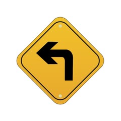 Poster - Left turn road sign