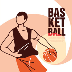 Poster - Basketball player man with ball vector design