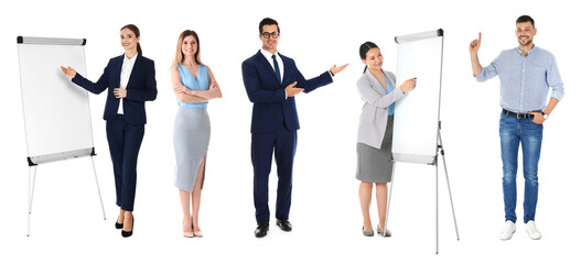 Poster - Collage with photos of business trainers on white background, banner design