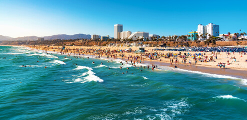 Sticker - View of the Santa Monica beach in California