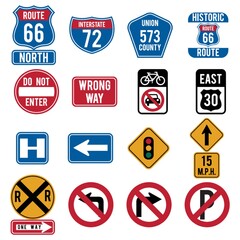 Wall Mural - Collection of route signs