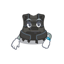 Mascot Design Style Of Scuba Buoyancy Compensator With Waiting Gesture