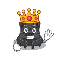 A Humble King Of Scuba Buoyancy Compensator Caricature Design Style With Gold Crown
