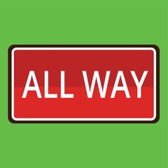 Canvas Print - All way road sign