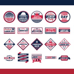 Wall Mural - Collection of labor day labels