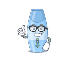 Sticker - cartoon mascot style of shampoo Businessman with glasses and tie