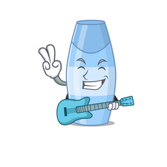 Poster - Shampoo musician cartoon design playing a guitar