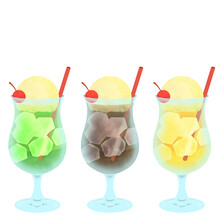 Vector Illustration Of 3 Types Of Soda Float (cream Soda)