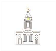 St Philip's Cathedral Birmingham In England. Illustration For Web And Mobile Design.