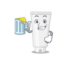 Sticker - A cartoon concept of shower gel toast with a glass of beer