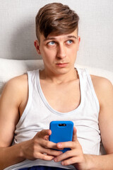 Canvas Print - Young Man with a Phone