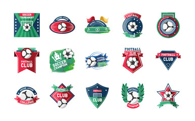 Wall Mural - Soccer and football club detailed style icon set vector design