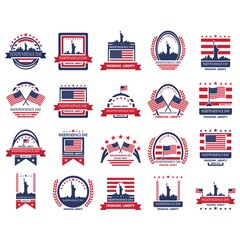 Canvas Print - Set of US independence day label