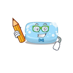 Sticker - A student soap mascot design study at home during pandemic