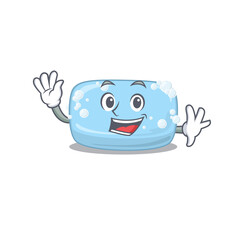 Poster - A charismatic soap mascot design concept smiling and waving hand