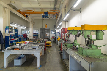 The interior of the metalworking shop.