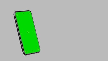Wall Mural - smartphone blank green screen with indicators slide into the frame. phone flies to the left and righ