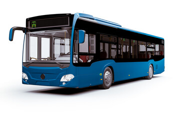 3d render of new city bus, on white background