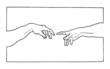 Creation of adam Michelangelo vector hands with frame