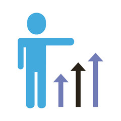 Poster - businessman figure with arrows up flat style icon