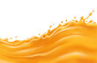 Orange juice splash wave on a white background