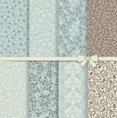 Collection 8 seamless pattern vintage damask style. Design for fashion, textile, web and other decor. Arabic patterns set. Background design and wallpaper ornament. 