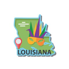 Sticker - Map of louisiana state