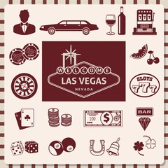 Canvas Print - Set of las vegas icons