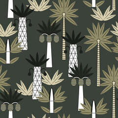 Wall Mural - Seamless vector pattern with palm trees