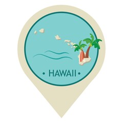 Canvas Print - Map pointer with hawaii state