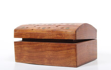 Antique Wooden Jewelry Box On White Background