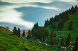 Beautiful Almaty lake. Top view. Kazakhstan nature