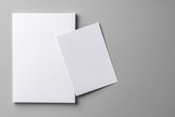business mock up cards with copy space on grey