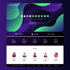 Wall Mural - website design template for your business with green and purple abstract liquid shapes texture in th