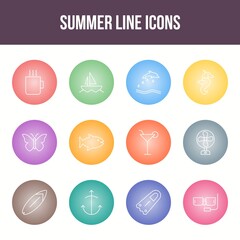 Canvas Print - Unique summer vector line icon set