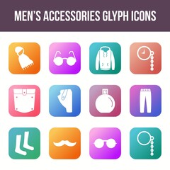 Sticker - Unique men's accessories vector glyph icon set