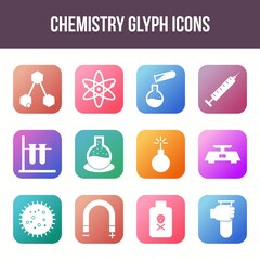 Wall Mural - Unique chemistry vector glyph icon set