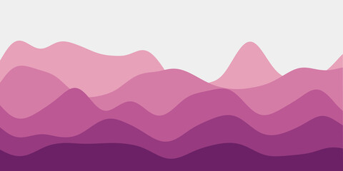 Abstract magenta hills background with colorful waves. Vector illustration of a smooth, modern landscape.