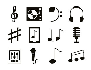 Poster - bundle of music set icons