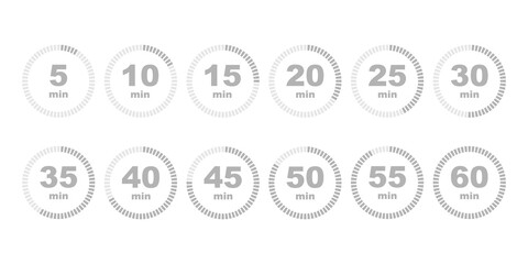 Timer stopwatch icon set flat style