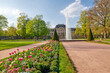 Die Barockstadt Fulda im Frühling. Im Schlosspark mit Blick auf die Orangerie. 