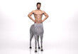 © Tritons - 3D Rendering : A portrait of the male centaur, a pinup centaur posing in the studio
