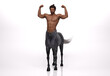 © Tritons - 3D Rendering : A portrait of the male centaur, a pinup centaur posing in the studio
